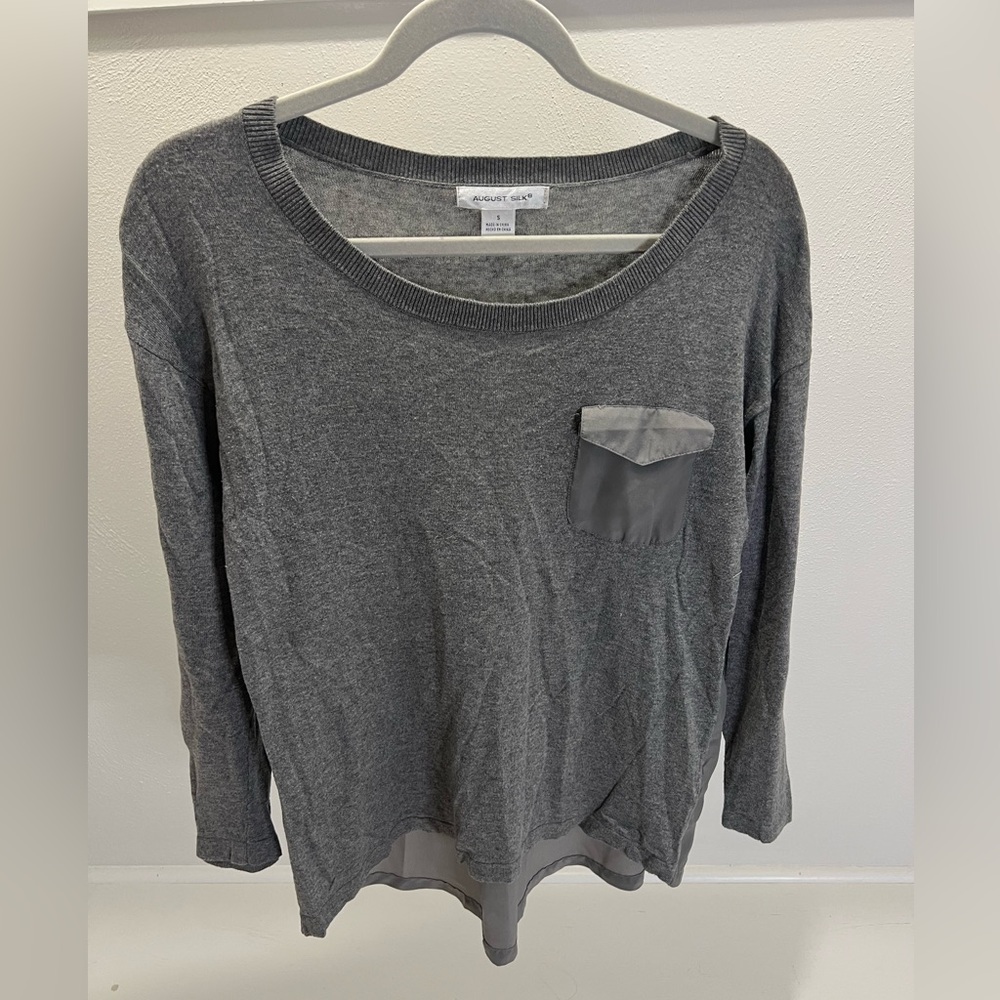 August Silk Long Sleeve Tee with Pocket
